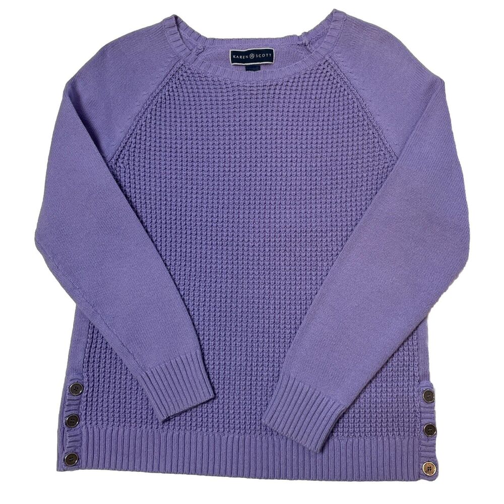 Karen Scott Lavender Long Sleeve Crew Neck Pullover Rib Knit Sweater Sz Small